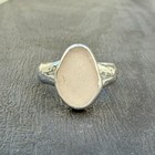 Peachy Pink Genuine Caribbean Sea Glass Sterling Silver Ring Size 8