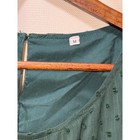 Womens Dark Green Swiss Dot Tiered Babydoll Blouse Long Sleeve Ruffle Cuff Top M