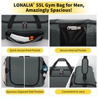 55l Large Sports Duffle Bag Men Gray 22 Inch Gym Heavy Duty Duffel Travel