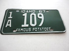 1967 Idaho Passenger License Plate In All Original Condition 1a 109