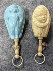 Antique  Vintage Celluloid Rattle Pair  Double-sided  Rare  Both Still Rattle 