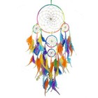 Colorful Dream Catchers  Handmade Feather Native American Dc04 Rainbow 5 Hoops