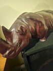 Brown Rhinoceros Figurine Sculpture Collectible Animal Decor