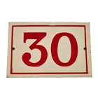 Vintage French Beige   Red House Address Number Enamel Sign Plaque 30 Paris
