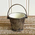 Vintage Miniature Godinger Silver Plated Bucket Salt Cellar Toothpick Holder