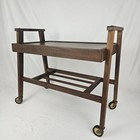 Mid-century Modern Rolling Walnut Bar Cart Serving Media Vintage Atomic