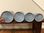 4 Vintage Tupperware Nesting Canister Country Light Blue Set Lot Usa Made