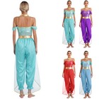 Womens Belly Shiny Costume Metallic Dancewear Sequin Arabian Princess Catsuits
