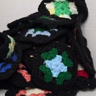 Vintage Handmade Crochet Granny Squares Black Trim Colorful Large Lot