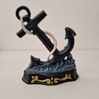 Vintage Boat Anchor Navy Blue Cast Iron Doorstop Weight Antique Finish 8 5 