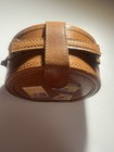Vintage Rare Genuine Leather Hatbox Purse Travel Stamps Theme W  Strap Unbranded