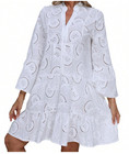 Hollowelegant Dresses For Women Solid V Neck Flared Sleeve Vintagecocktail Dress