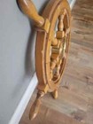 Large 24  Boat Ship Wooden Steering Wheel Helm Brass Center Nautical Wall Decor