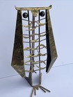 Vintage Metal Owl Large Mid Century Modern Signed Abstract Expressionism 1971