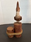 Wooden Pelican Hand Carved Statue Collectible Beautiful 9    Tall 5    Wide