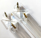 Vintage Lot Of 6 Crystal Prisms Chandelier Parts   Square Rectangle Colonial