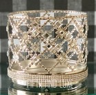New Bath   Body Works Floral Gemstone Diamond Silver 3 Wick Candle Holder Sleeve
