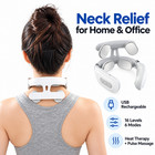 Portable Neck Massager 4-head Heat Pulse Massage 16 Levels Usb Rechargeable