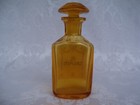 Antique Amber Glass Apothecary Bottle With Fancy Art Nouveau Enamel Label 