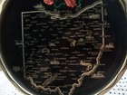 Vintage Ohio Black State Round Metal Tray Souvenir 11 Inches