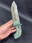 Antique Jade Ge Bronze turquoise Inlaid Loong beast Face Design Dagger-axe             