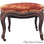 Antique Walnut Victorian Carved Foot Stool Window Bench Original 1870 Large