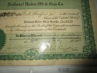Vintage Oil Stock National Union Oil   Gas Co   Oklahoma  1918   Transferd 1946