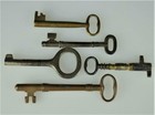 Antique Vintage Brass Iron Metal Skeleton Keys - Lot Of 5