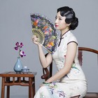 10pcs Spanish Floral Folding Hand Fan Sequin Fabric Folding Handheld Hand Fan