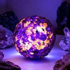 Aaa Natural Flame Stone Yooperlite Moon Sphere Uv Reactive Crystal Ball Decor