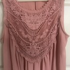Entro Pink Size S A-line Keyhole Round Neck Sleeveless Chiffon Lace Tank