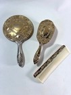 Vanity Set Ornate Gold Tone Hong Kong Vintage Mirror  Brush  And Comb