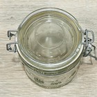 Vintage Antique Glass Canister Jar Fruit Embossed Wire Bale Sealed Lid 4   