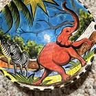 Penzo Zimbabwe Hand Painted Ceramic Safari Bowl Elephant Zebra 2003 Signed 4 