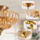 Glass Semi-flush Mount Ceiling Light Fixture 2-lights Vintage Chandelier Amber