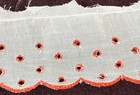 9 Yds Vintage Antique French Red White Cotton Eyelet Broderie Anglaise Trim B148