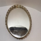Vintage 3 Piece Dresser Vanity Set Mirror Brush Comb Floral Design Gold Tone Usa