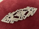 Art Deco Style Silver Tone Metal Double Belt Buckle With Crystals 