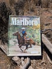 Vintage Marlboro Man Cowboy Metal Tin Cigarette Tobacco Horse Western Sign 