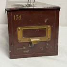 Vintage Burgundy Metal Bank Safe Safety Deposit Box Lockable With Keys 