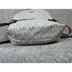 Michael Kors Abbey Medium Backpack Signature Logo White Acorn Brown Leather