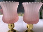 Home Interiors Homco Votive Cups Pink  rose   s Petal Tone  And White Heavy Glass 