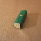 Vtg Retro Green Leather Lipstick Case Holder Gold Ins  Snap W mirror Italy 3 25 