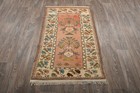 Vintage Turkish 3x5 Beige Anatolian Handmade Wool Small Oushak Rug