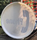 Vintage Circle Telephone Phone Booth Sign Bell Telephone Blue Letters At t Bell