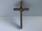 Vintage Wooden Metal Wall Cross Crucifix Holy Religious Carved Christ Brown