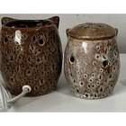 Vintage Ceramic Spotted Owl Lamp Night Light   Accent Warmer Lot Of 2