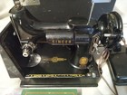 Vintage Singer Sewing Machine Model 221k Featherweight Portable With Case