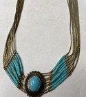 Vintage Navajo Liquid Sterling Silver Turquoise Necklace Bracelet   Earrings Set