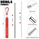 8 Pcs Reusable Collapsible Travel Straw Portable Reusable Stainless Steel Dri   